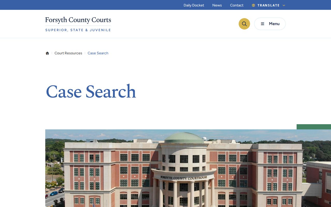 Forsyth County case lookup official court search hub