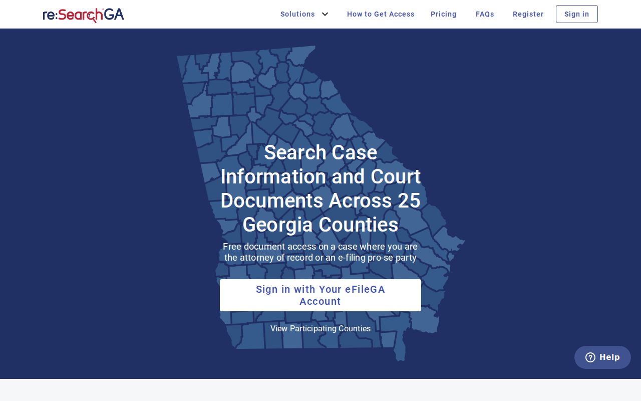 Forsyth County case lookup reSearchGA public landing page