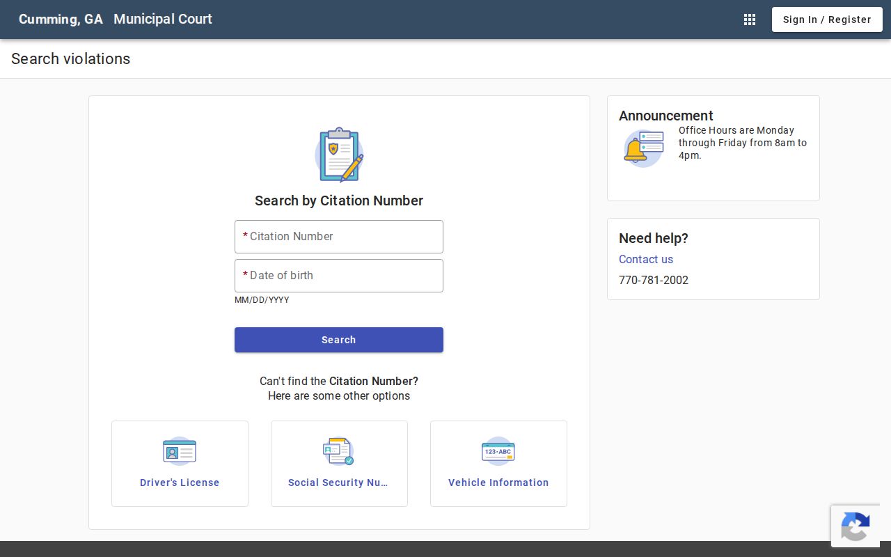 Cumming court docket citation search portal