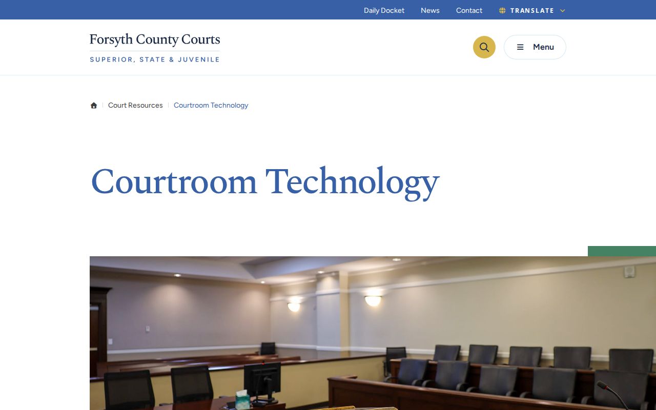 Forsyth County civil docket courtroom technology resources
