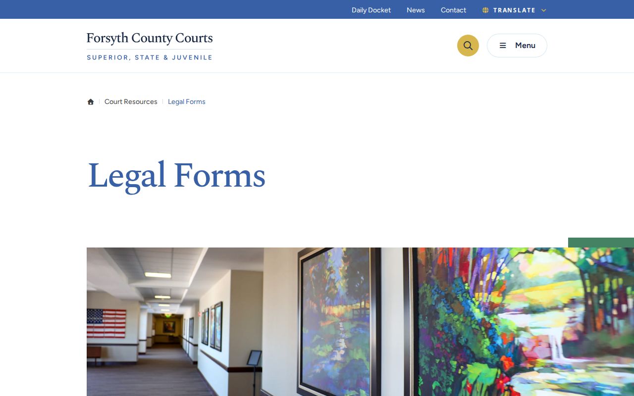 Forsyth County civil docket legal hearing forms