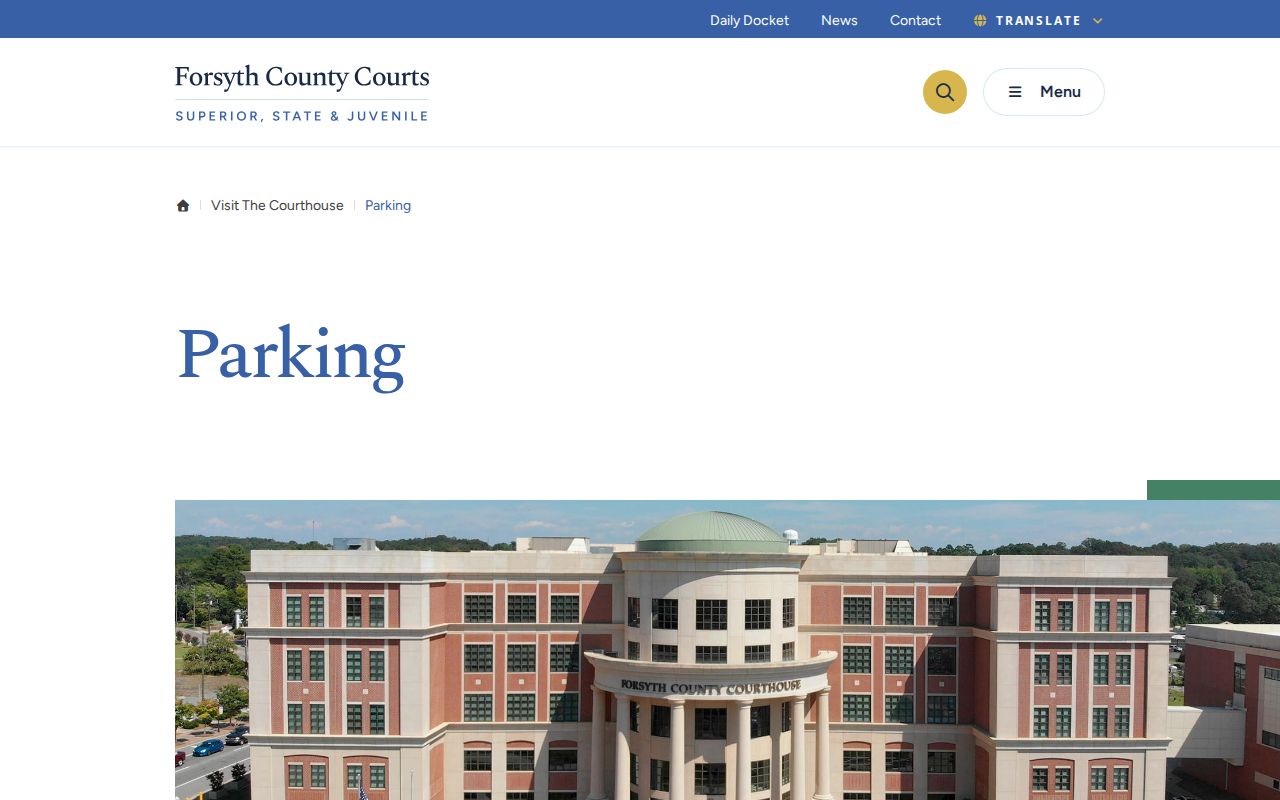 Forsyth County court dates parking information