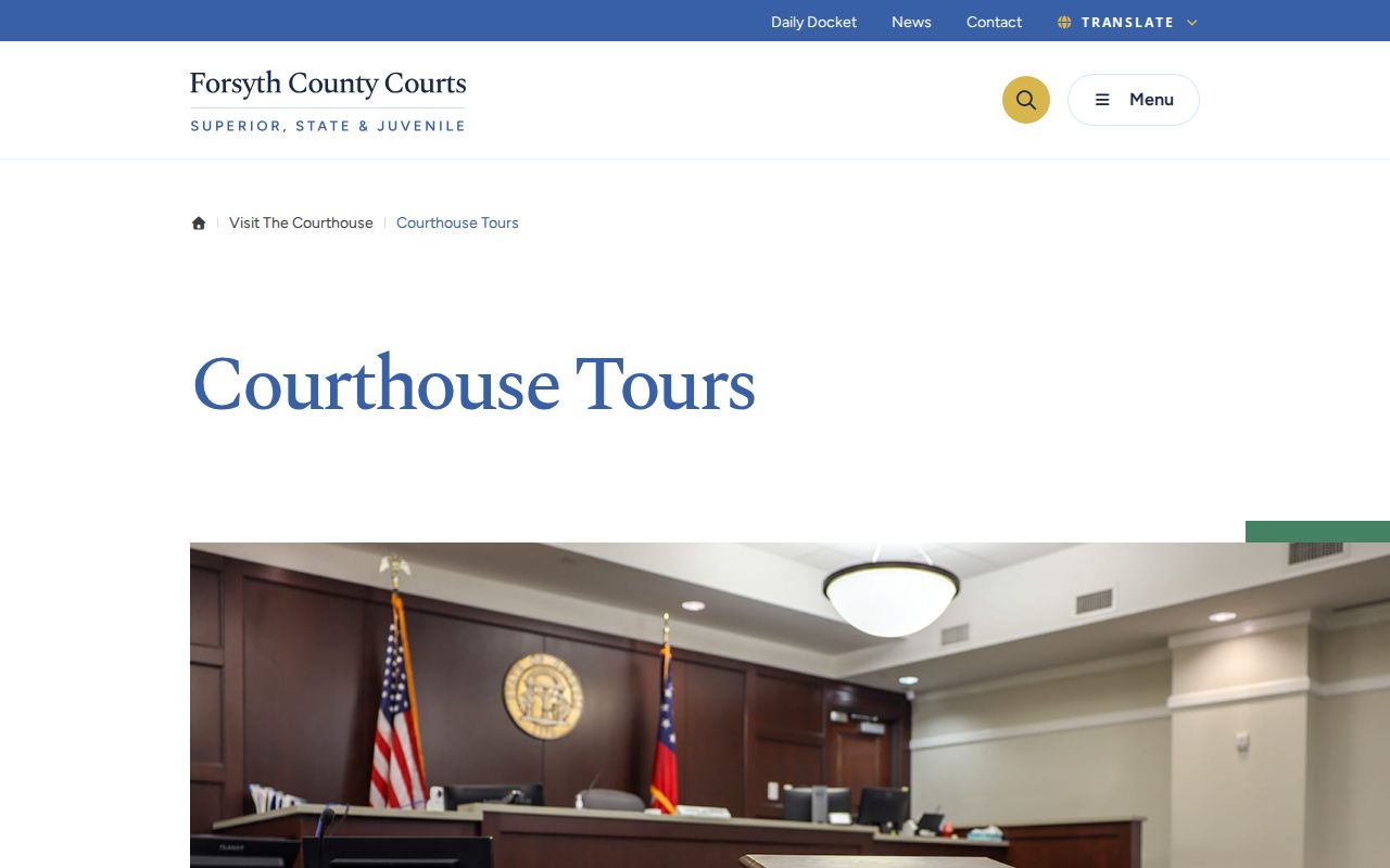 Forsyth County court calendar accessibility and tour information