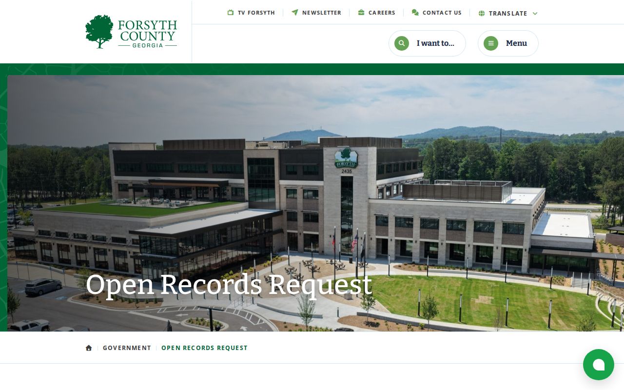 Forsyth County Open Records portal department landing page