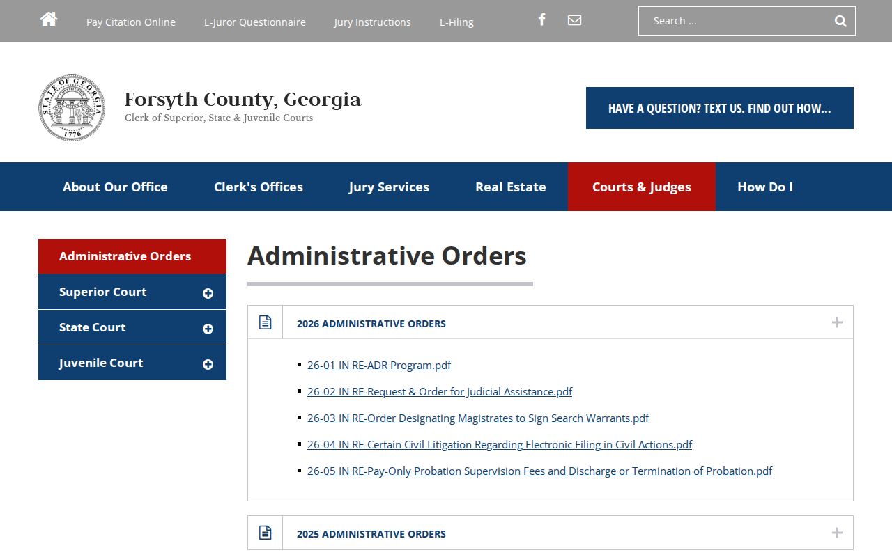 Forsyth County criminal docket e-filing administrative orders
