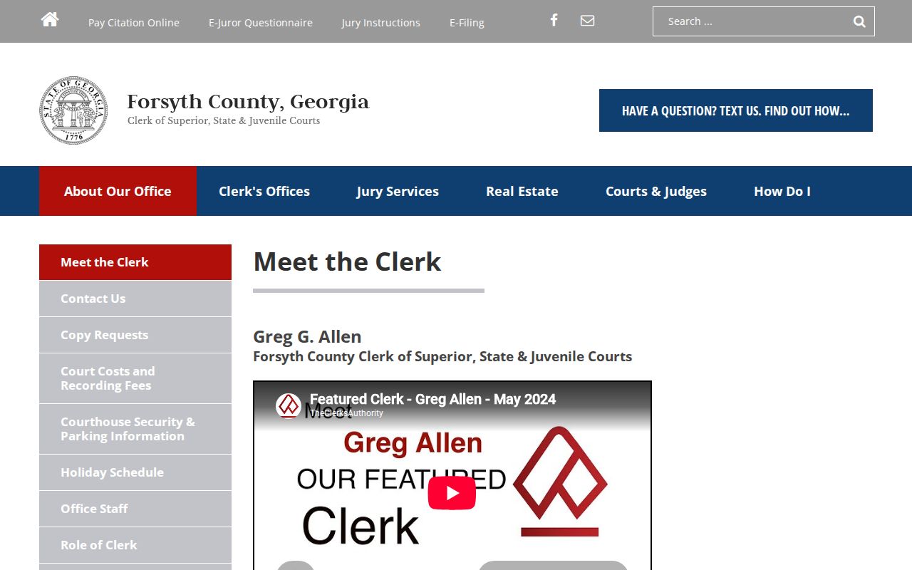 Forsyth County court docket Clerk official profile