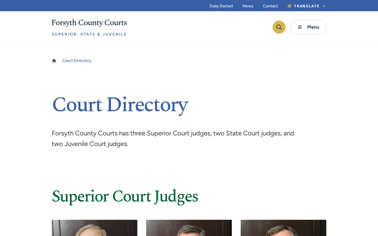 Forsyth County court docket court directory