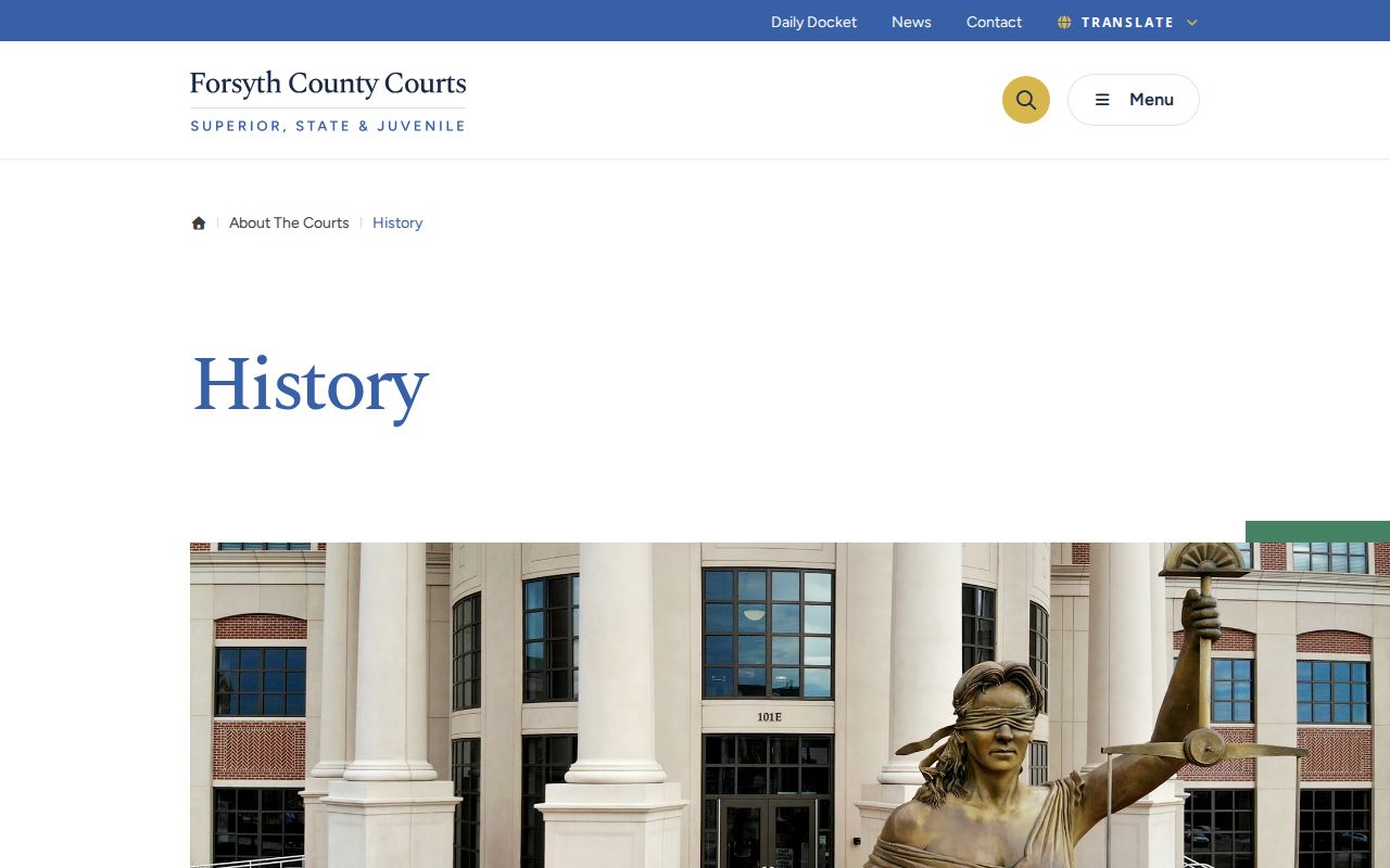 Forsyth County court docket courthouse history timeline